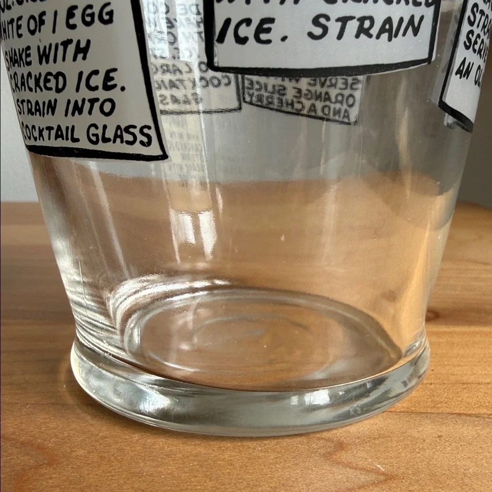 Vintage MCM Cocktail Recipe Mixing Glass Multi-Language Cheers Barware (No Lid)
